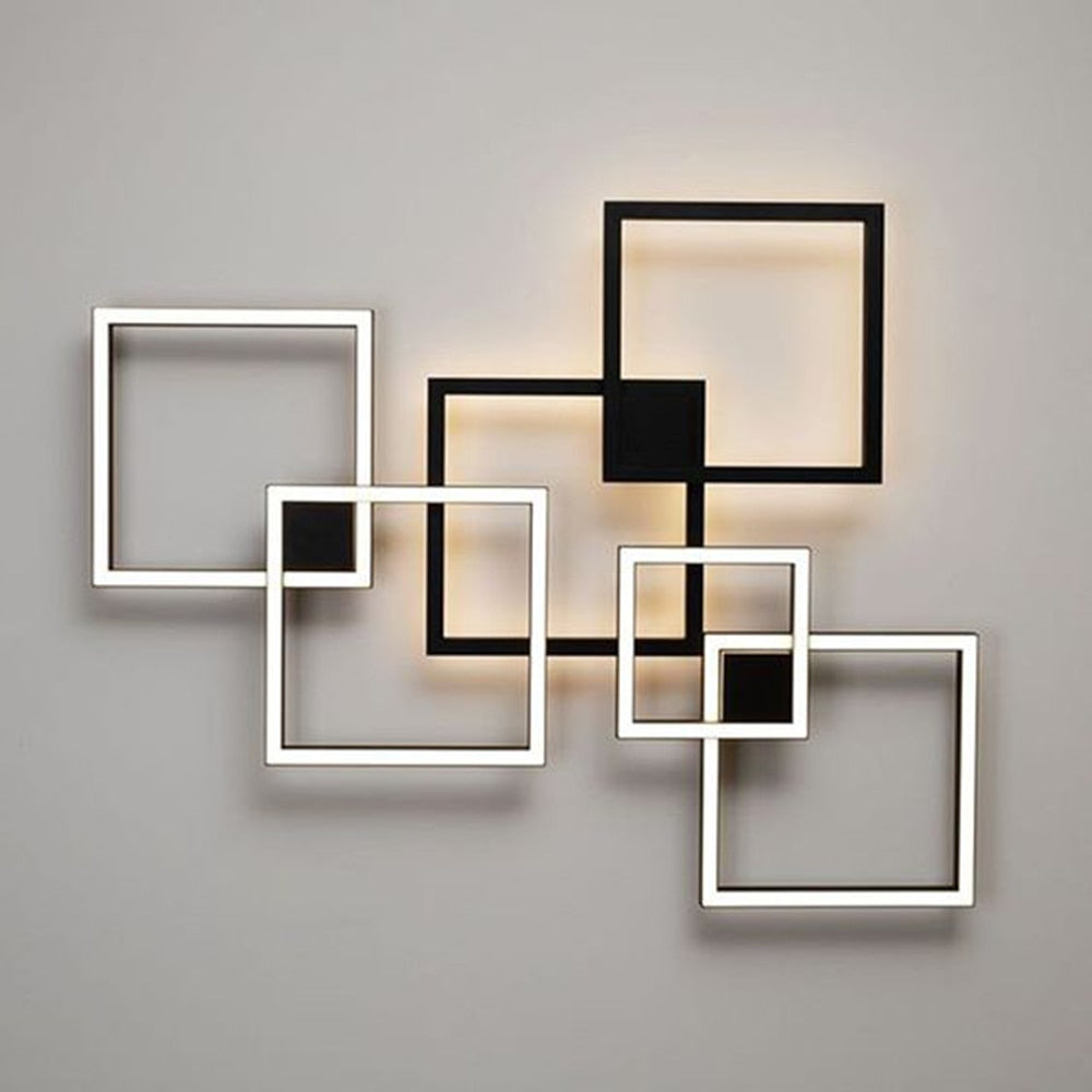 NyraLux Black White Square LED Wall Lamp for Living Room