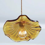 Hibiscus Flower Scalloped Glass Pendant Light – Vintage Kitchen Pendant Lighting with Adjustable Suspension, Warm Light 6