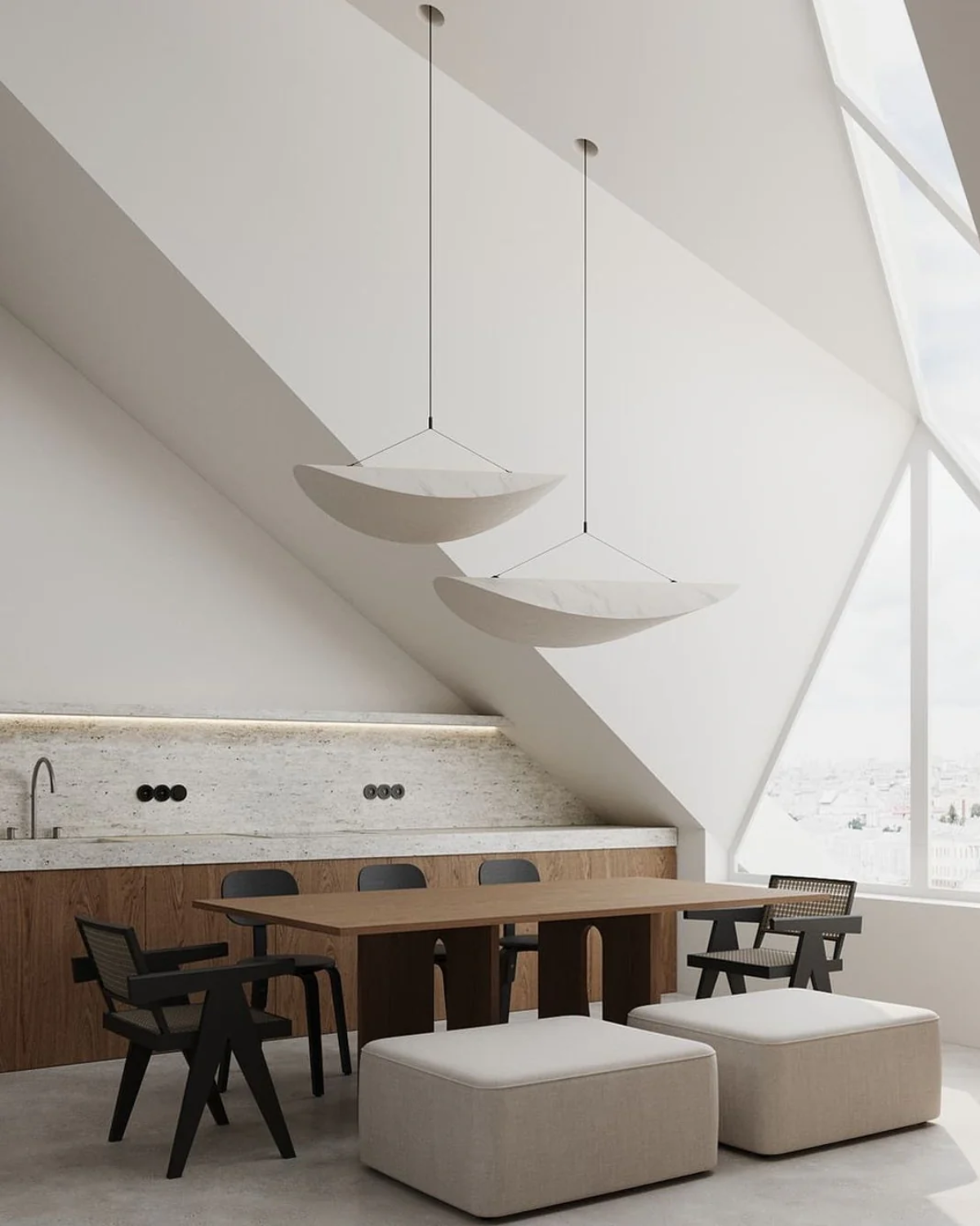 Avara | Japandi Minimalist Table Lamp with Wood Base | Potato Chip lamp