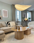 Avara | Japandi Minimalist Table Lamp with Wood Base | Potato Chip lamp