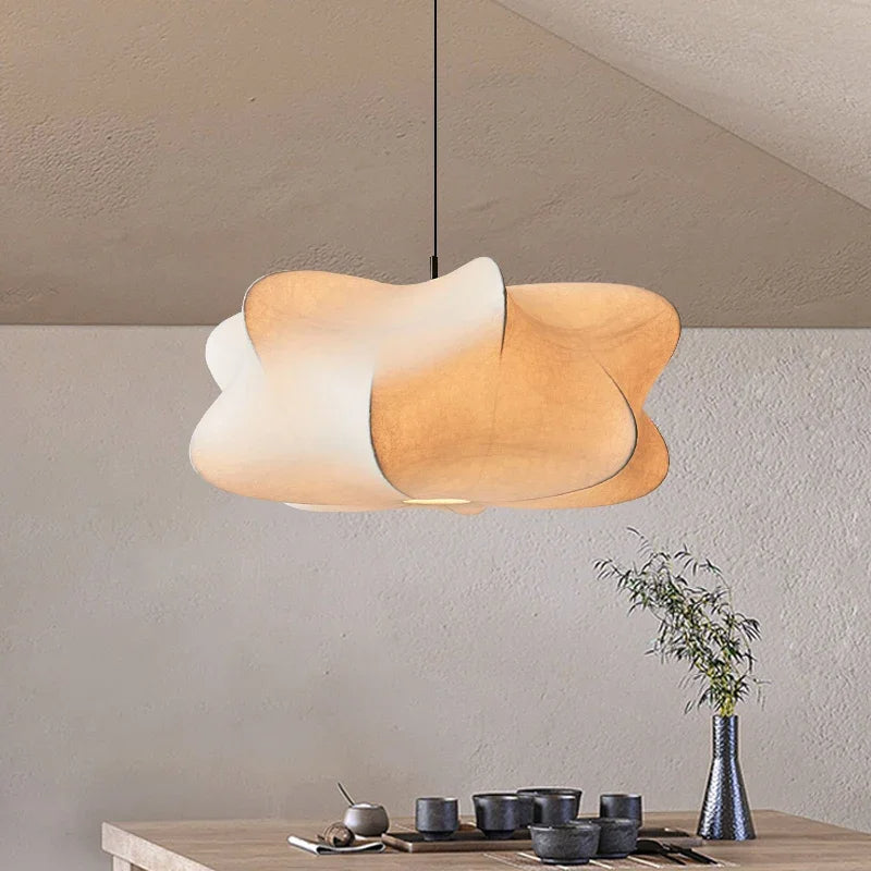 Kinora Linen And Silk Wabi-Sabi Minimalist Pendant Lamp