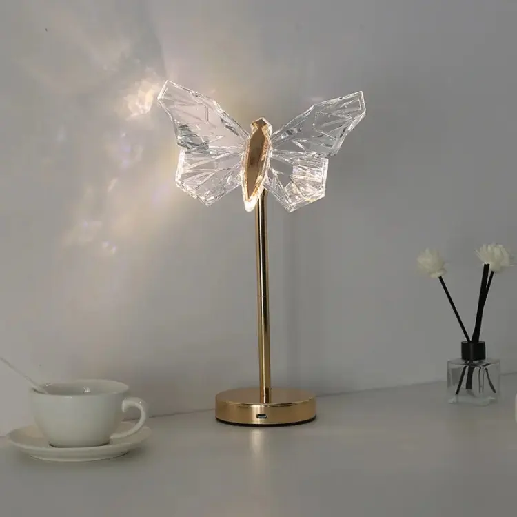 Lunara Crystal LED Butterfly Table Lamp For Bedroom