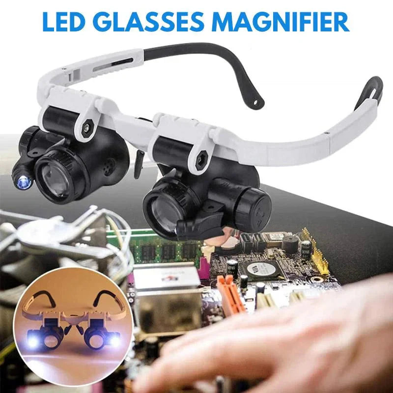 LumaScope LED Magnifier Glasses With 8x, 15x, 23x Zoom