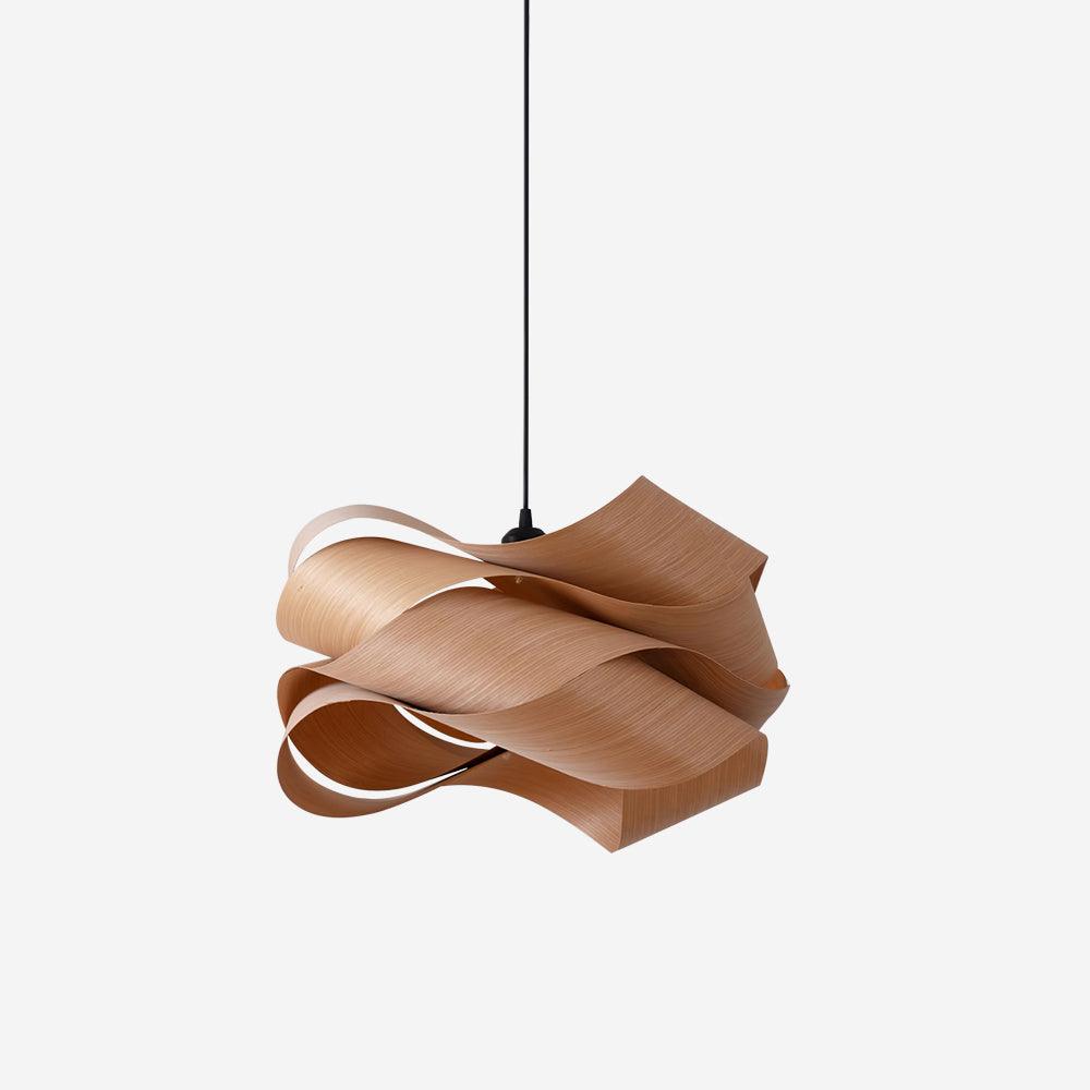 AuroraOak Handcrafted Wood Grain Pendant Lamp for Living