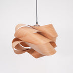 AuroraOak Handcrafted Wood Grain Pendant Lamp for Living