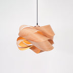 AuroraOak Handcrafted Wood Grain Pendant Lamp for Living
