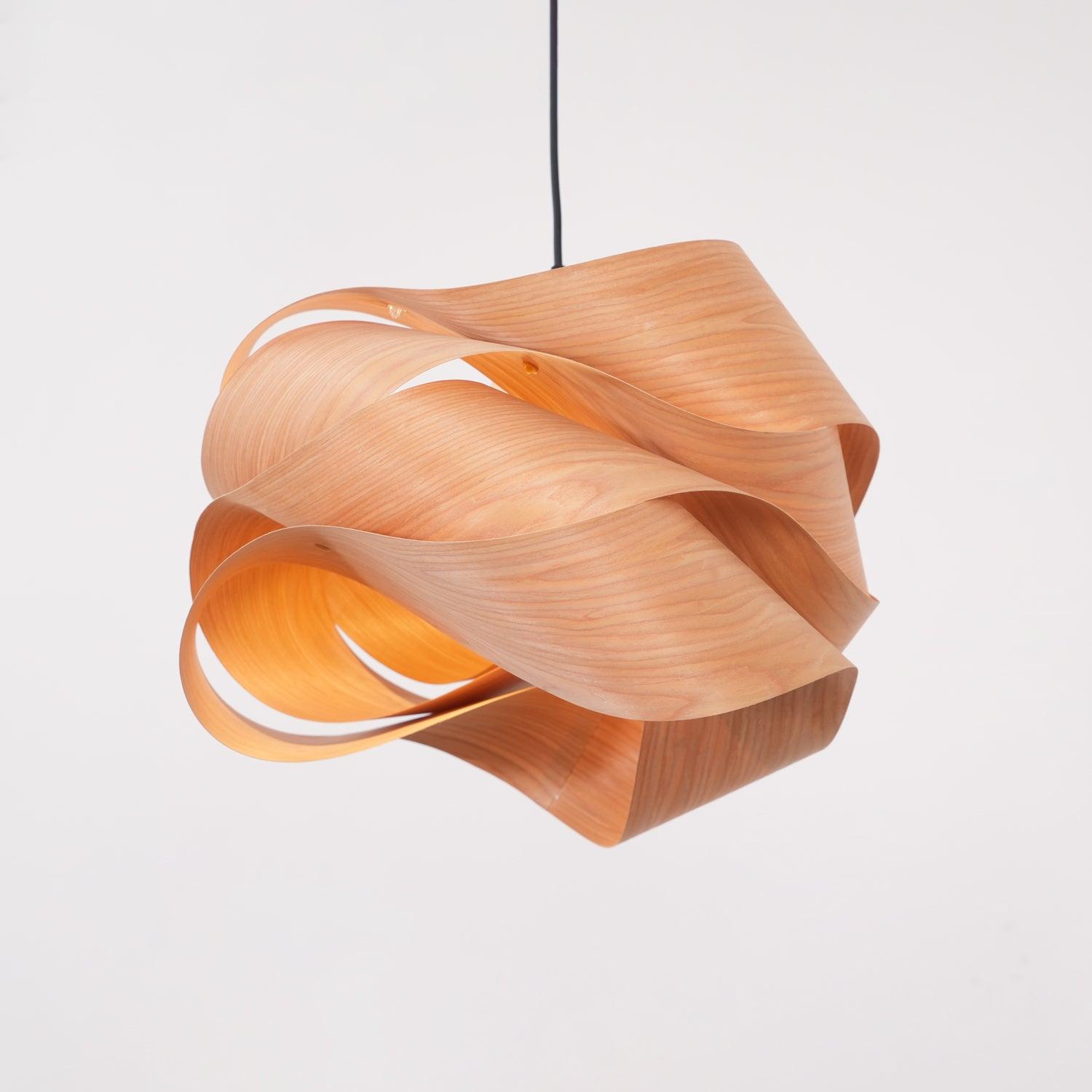 AuroraOak Handcrafted Wood Grain Pendant Lamp for Living