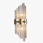 Brushed Gold Vertical Wall Light with Crystal Rods