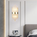 Brushed Gold Vertical Wall Light with Crystal Rods