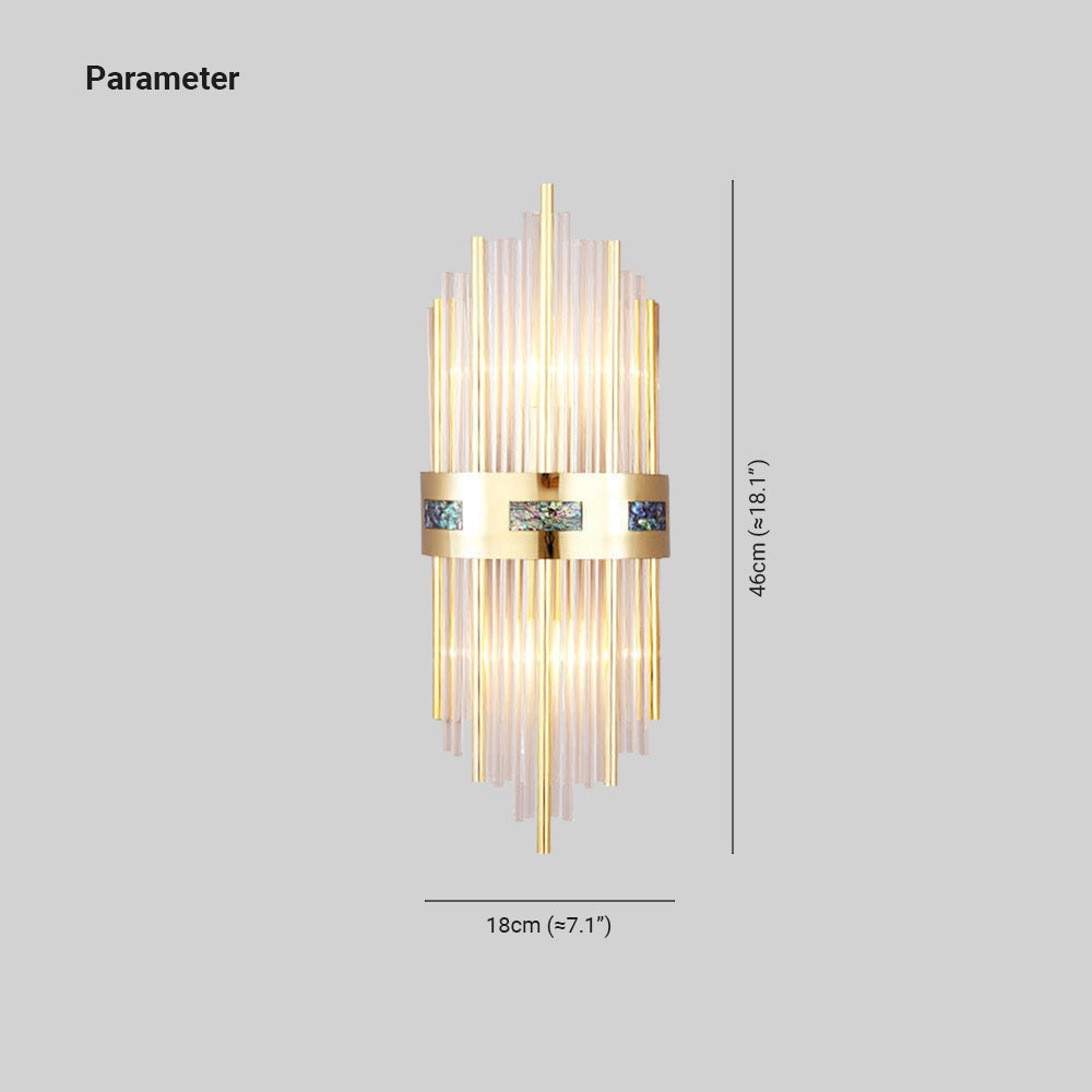 Brushed Gold Vertical Wall Light with Crystal Rods