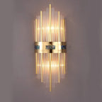 Brushed Gold Vertical Wall Light with Crystal Rods
