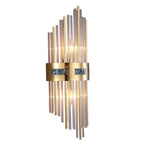 Brushed Gold Vertical Wall Light with Crystal Rods