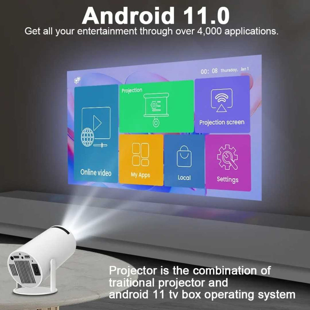 Aurelux Android 11 Projector WiFi 6 720p Home Theater