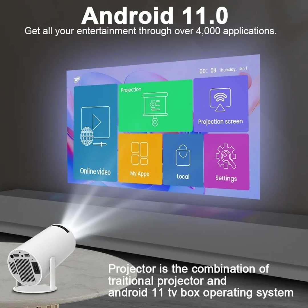 Aurelux Android 11 Projector WiFi 6 720p Home Theater