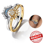 Lunara Sparkling Moon And Sun Silver Crystal Ring For Elegant Statement And Confident Style
