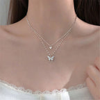 Liora Sterling Silver Butterfly Necklace Set With Polished Butterfly Pendant And Adjustable Chains
