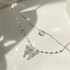 Liora Sterling Silver Butterfly Necklace Set With Polished Butterfly Pendant And Adjustable Chains