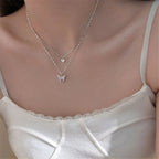 Liora Sterling Silver Butterfly Necklace Set With Polished Butterfly Pendant And Adjustable Chains