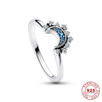 Lunara Sparkling Moon And Sun Silver Crystal Ring For Elegant Statement And Confident Style