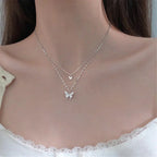 Liora Sterling Silver Butterfly Necklace Set With Polished Butterfly Pendant And Adjustable Chains