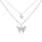 Liora Sterling Silver Butterfly Necklace Set With Polished Butterfly Pendant And Adjustable Chains