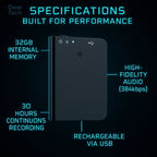 Compact Voice Recorder for Stealth Recording and Activation