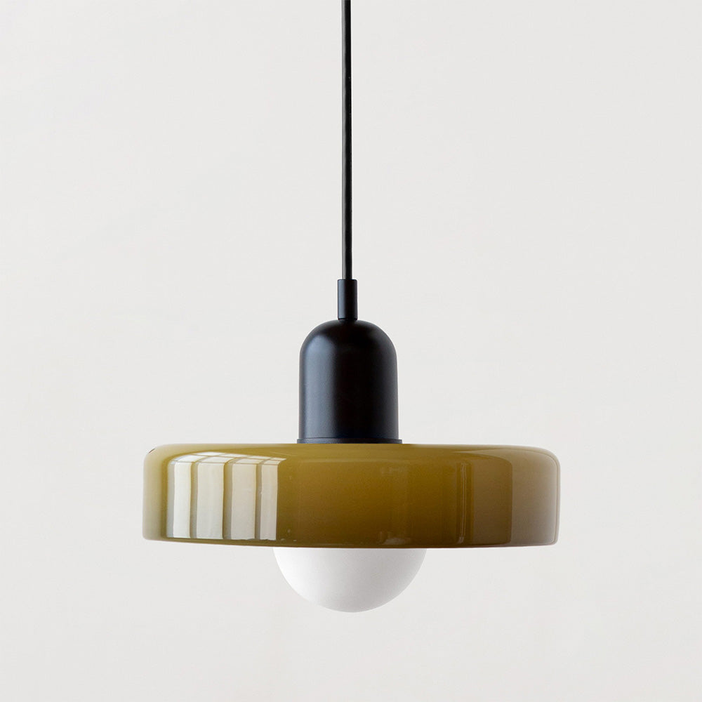 Modern Bauhaus Glass Pendant Light – Adjustable Height Kitchen Pendant Lighting in White, Orange, or Green, 25/35 cm 11