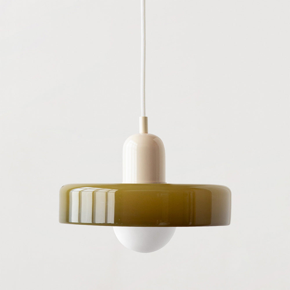 Modern Bauhaus Glass Pendant Light – Adjustable Height Kitchen Pendant Lighting in White, Orange, or Green, 25/35 cm 20