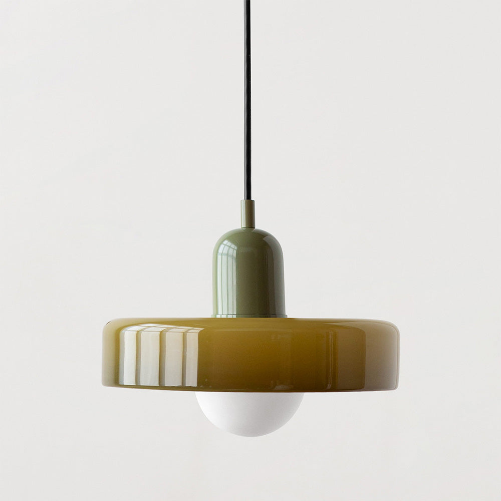 Modern Bauhaus Glass Pendant Light – Adjustable Height Kitchen Pendant Lighting in White, Orange, or Green, 25/35 cm 26