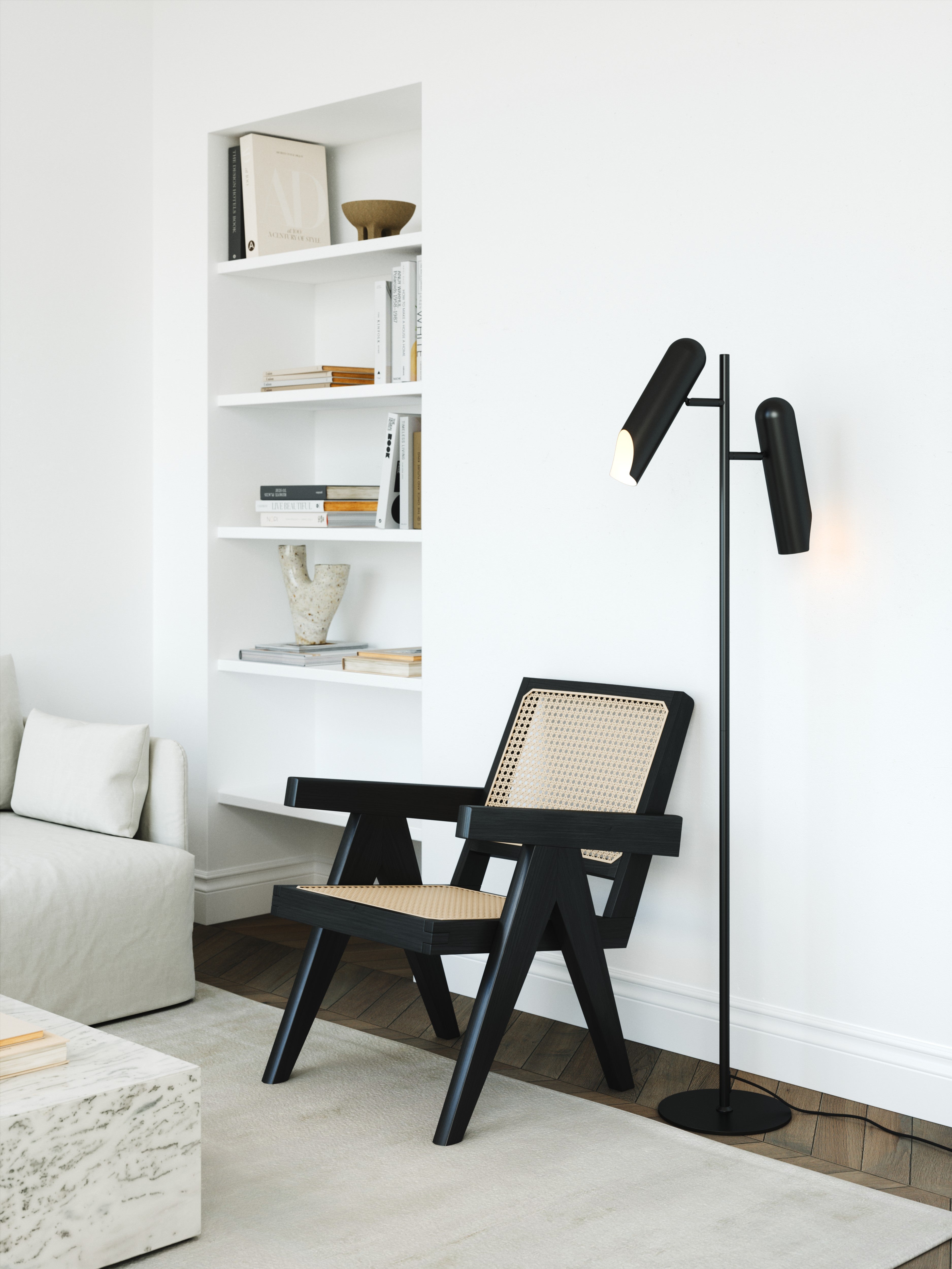 Modern Black Floor Lamp with Adjustable Heads – Stylish Standing Lamp for Living Room and Reading 1