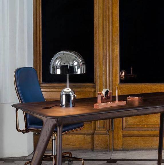 Modern Gold Metal Dome Table Lamp with Warm LED Light - Elegant Bedside or Desk Lamp for Living Room Decor 0