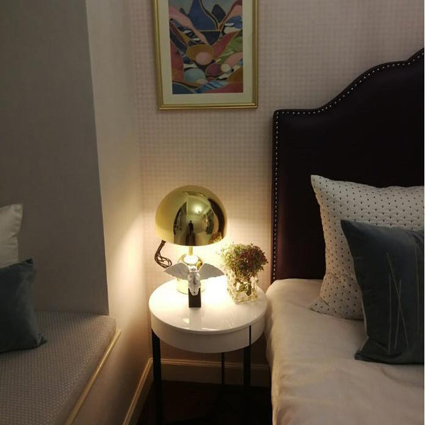 Modern Gold Metal Dome Table Lamp with Warm LED Light - Elegant Bedside or Desk Lamp for Living Room Decor 7