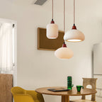 Norelle Japandi Ribbed Ceramic Pendant Light Soft Warm Glow