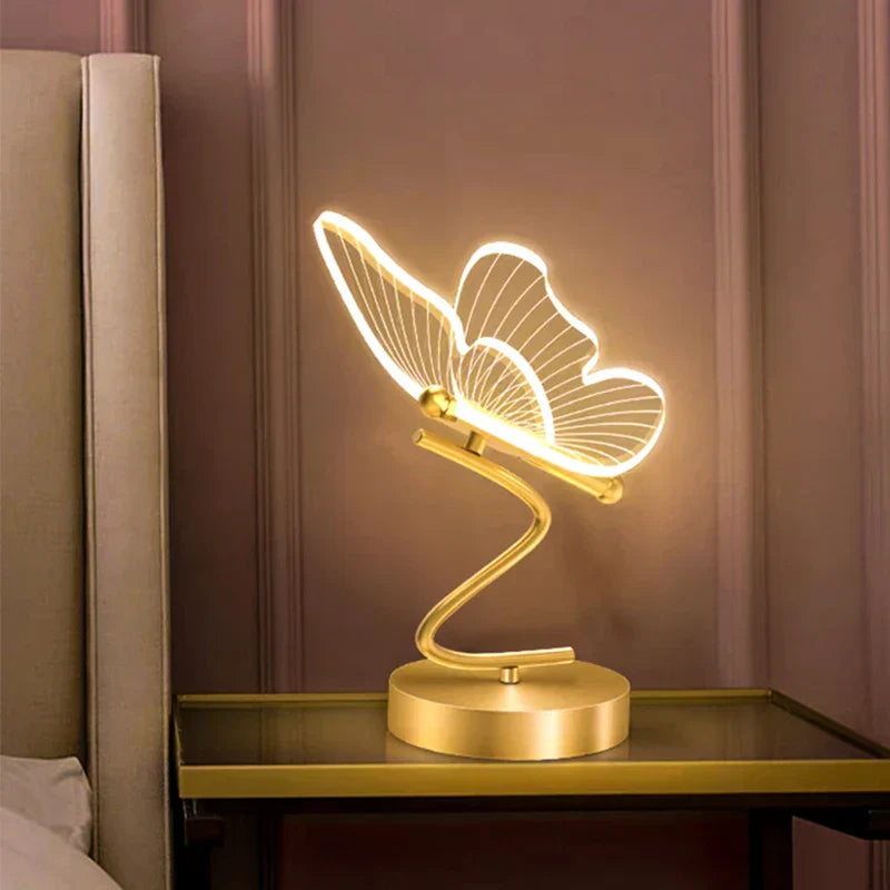 NovaButterfly LED Table Lamp With Golden Base And Glow