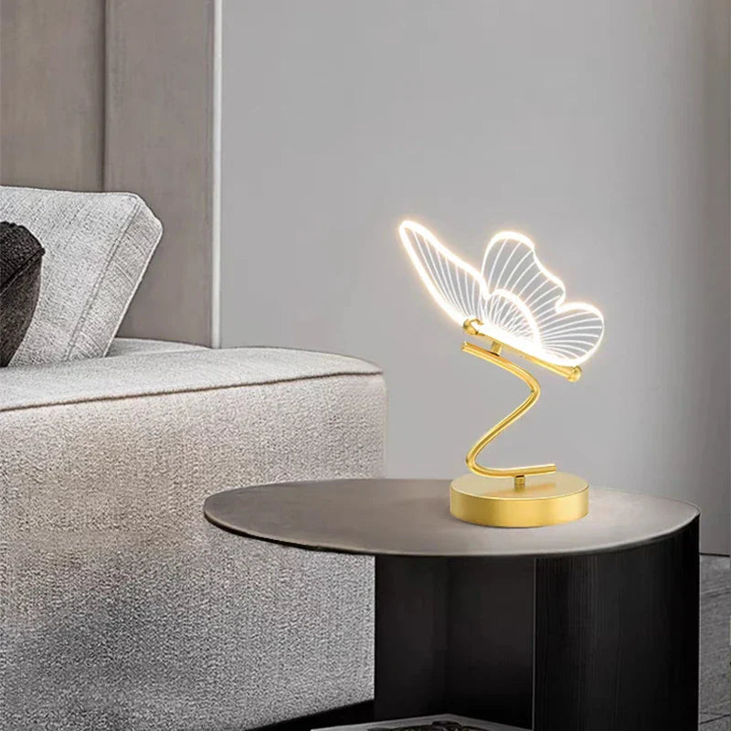 NovaButterfly LED Table Lamp With Golden Base And Glow