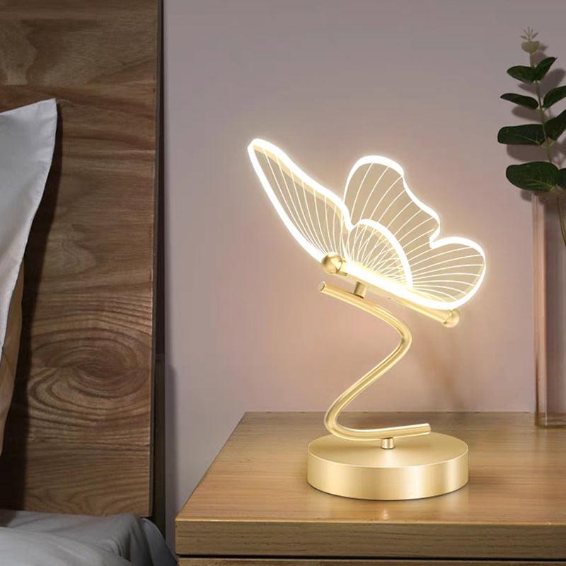 NovaButterfly LED Table Lamp With Golden Base And Glow