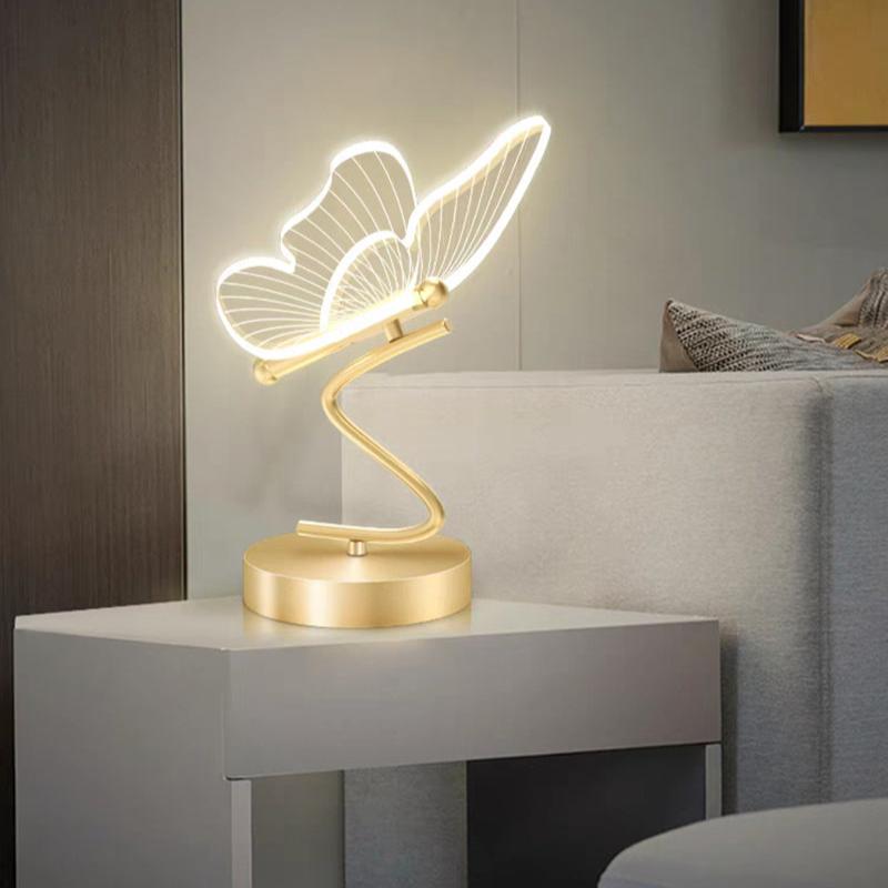 NovaButterfly LED Table Lamp With Golden Base And Glow