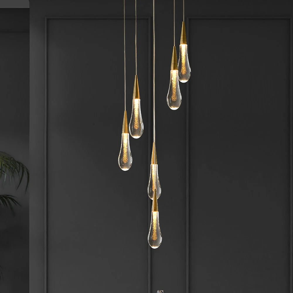 Modern LED Droplet Pendant Light – Elegant Glass and Iron Design for Kitchen and Dining Spaces 1