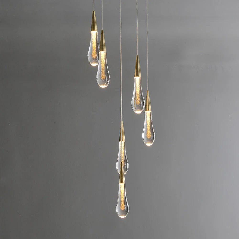 Modern LED Droplet Pendant Light – Elegant Glass and Iron Design for Kitchen and Dining Spaces 3