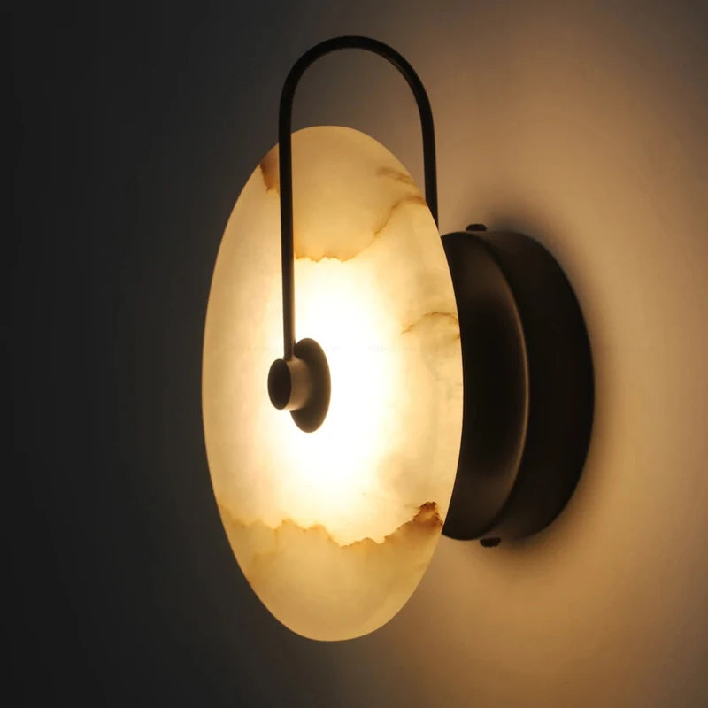 Modern Marble Wall Light - Elegant Circular Design Sconce for Bathroom and Home Decor 0
