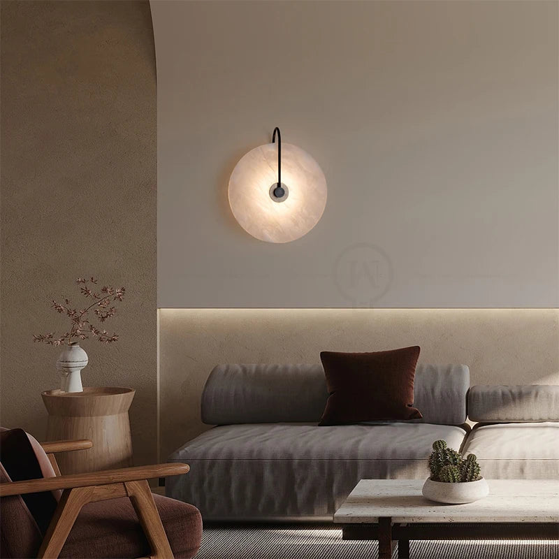Modern Marble Wall Light - Elegant Circular Design Sconce for Bathroom and Home Decor 4