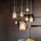 EmberGlow Smoke Glass Cluster Pendant Light for Dining Room
