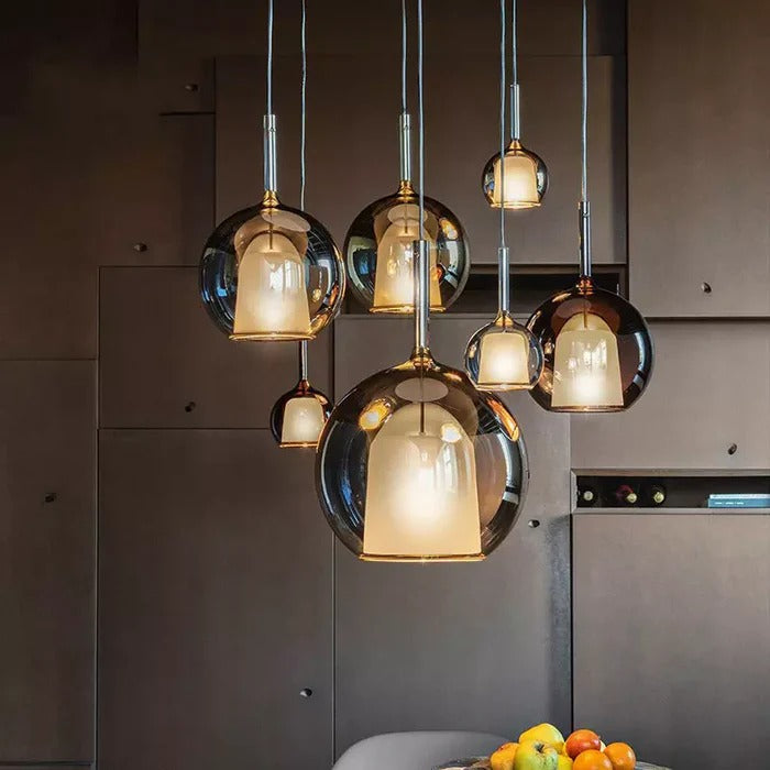 EmberGlow Smoke Glass Cluster Pendant Light for Dining Room