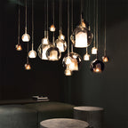 EmberGlow Smoke Glass Cluster Pendant Light for Dining Room