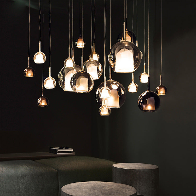 EmberGlow Smoke Glass Cluster Pendant Light for Dining Room