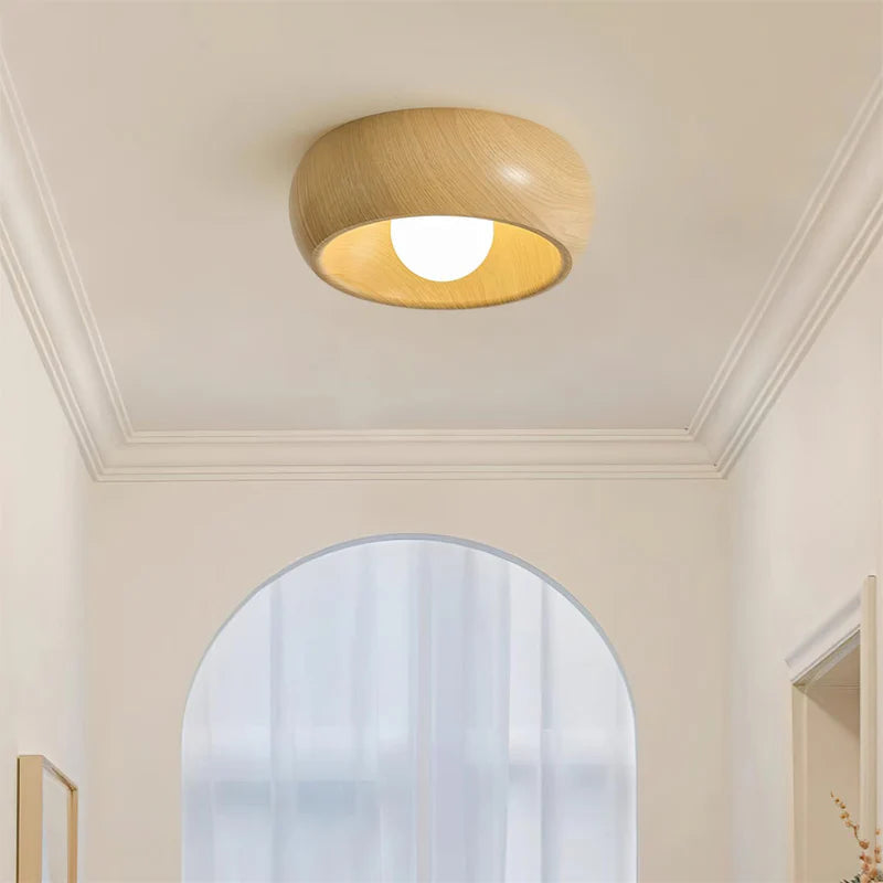 Nordic Wooden Flush Mount Ceiling Light Minimalist Dome