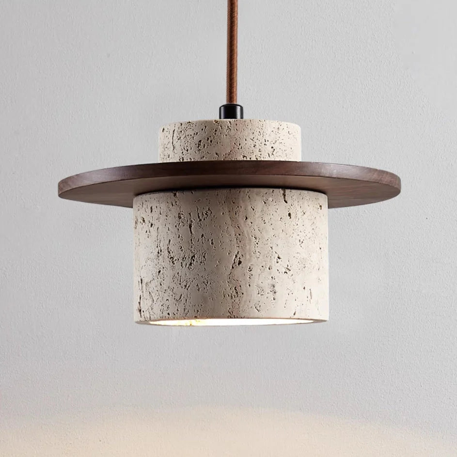 Natural Travertine Stone Pendant Light with Adjustable Cord – Elegant Kitchen Hanging Light for Modern Interiors 0