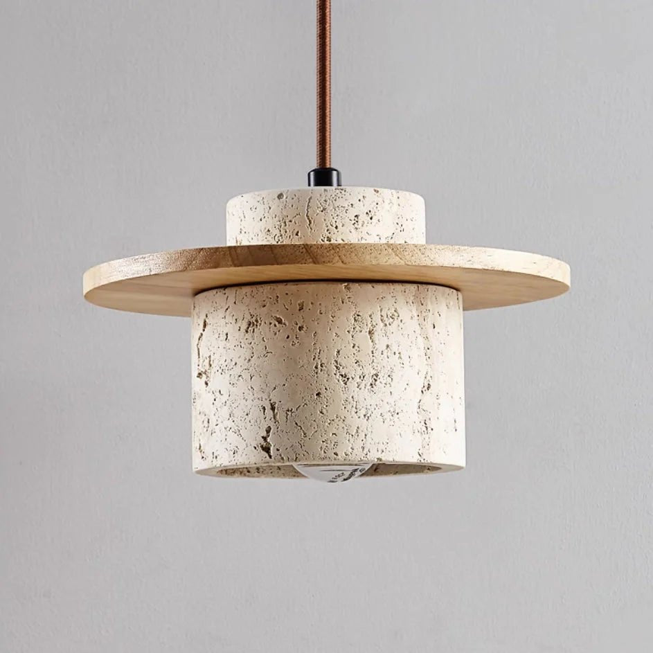 Natural Travertine Stone Pendant Light with Adjustable Cord – Elegant Kitchen Hanging Light for Modern Interiors 3