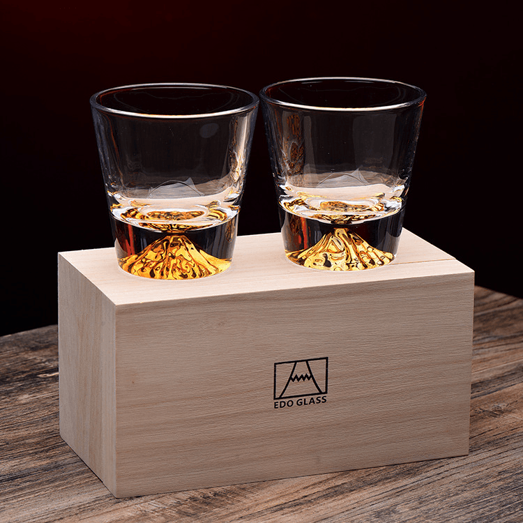 Kitsune Fuji Kiriko Whisky Glass Set by Chamvin Edo Craft