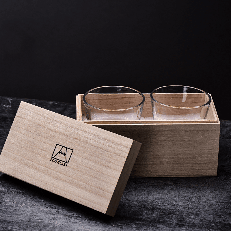 Kitsune Fuji Kiriko Whisky Glass Set by Chamvin Edo Craft